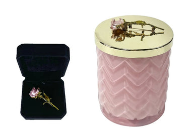 Cote Noire - Herringbone Candle With Scarf - Pink - Rose lid - Charente Rose - HCG04
